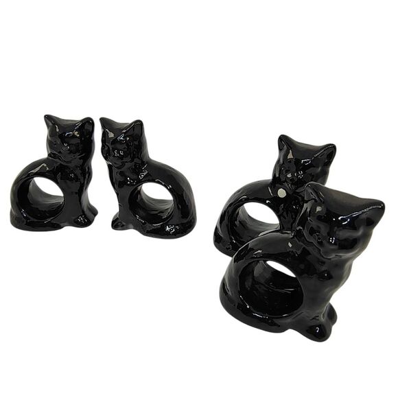 Black Cat Napkin Rings RARE - Picture 7 of 16